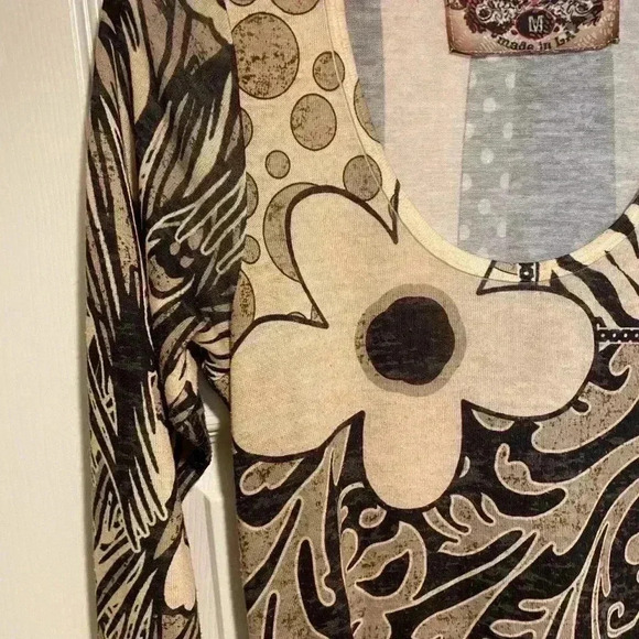 Amma Womens Black Cream Zebra Floral Print Midi High Low Comfortable Dress M - Picture 7 of 12